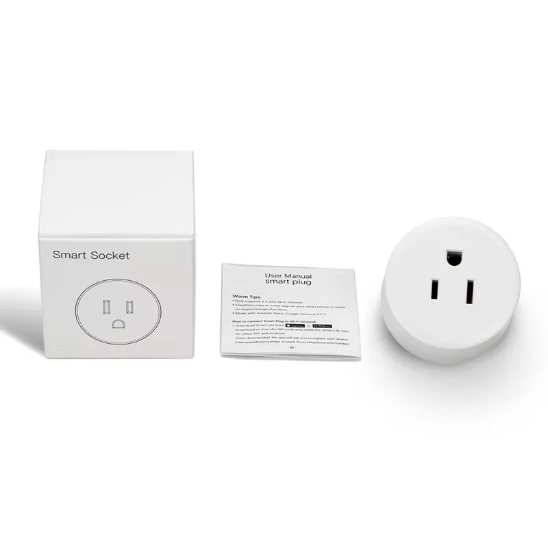 Plugue Inteligente WiFi Tuya Us Automação Soquete 15A - Controle de Voz Alexa, Ifttt Alexa, Controle em Grupo e Design Mini