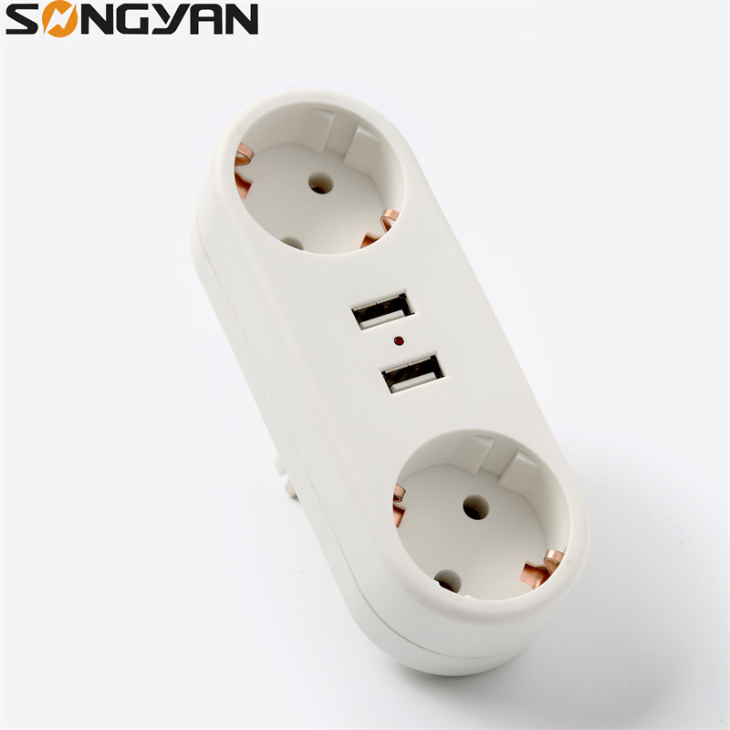 Adaptador de viagem multi tomada da UE com USB