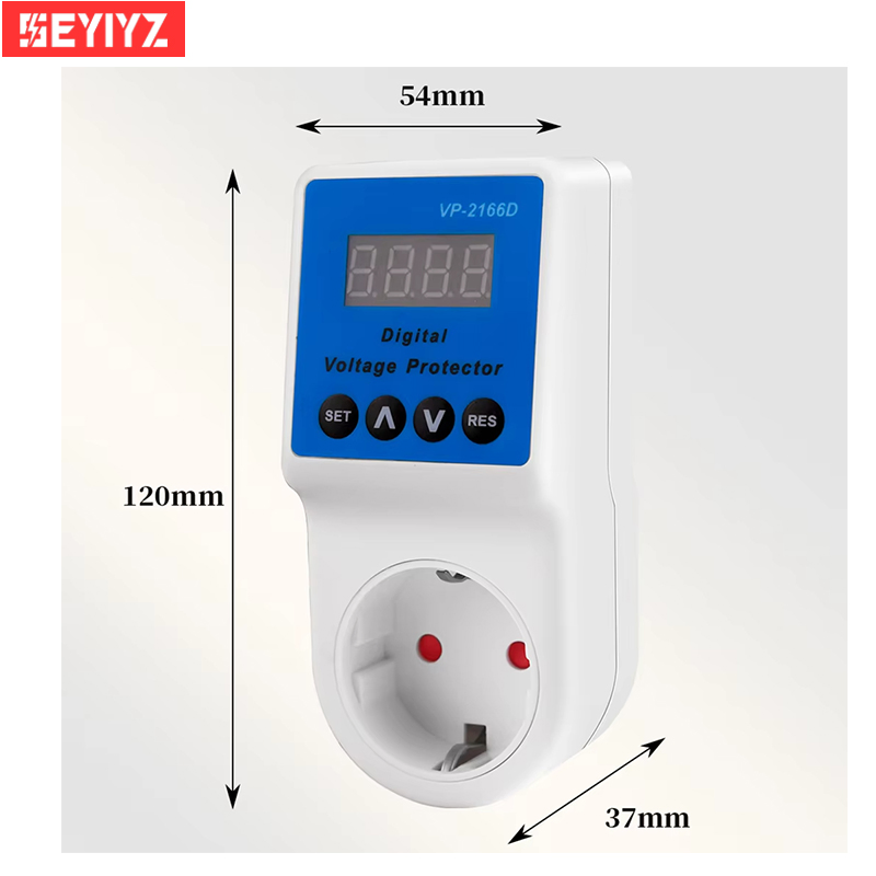 Protetor de Tensão e Corrente Automático Soquete AC 110V 220V Ajustável 16A Protetor de Surto de Energia Soquete Plugue EU