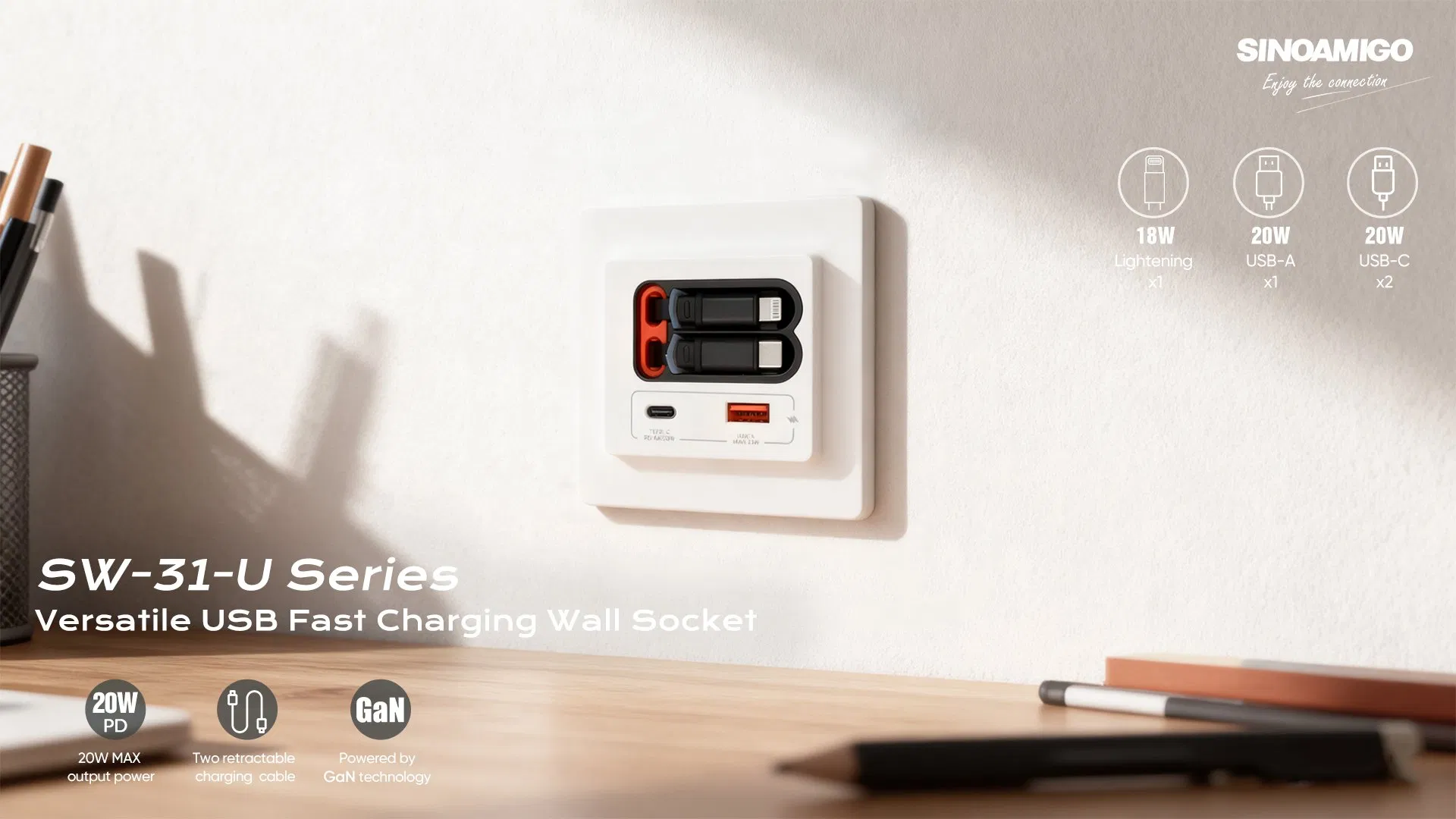 Estrutura Interna do Soquete USB Multifuncional com Cabo de Carregamento 20W