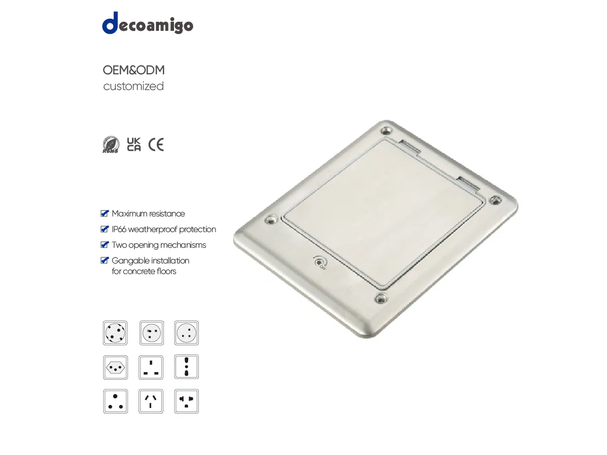 Receptáculos de tomada de piso elétrico à prova d'água do novo tipo Decoamigo