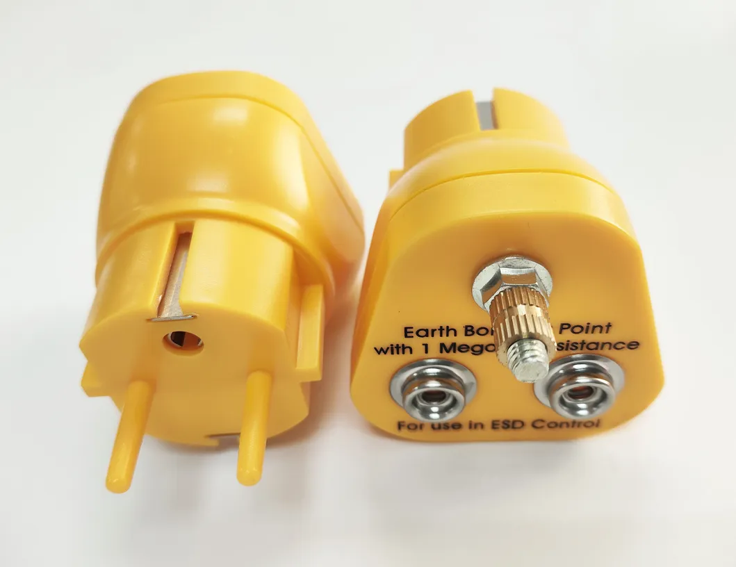 Estação de Aterramento ESD Integrada - Plugue EU com Conectores Snap Triplo 10mm para Conexão Simultânea de Tapete, Pulseira e Equipamento