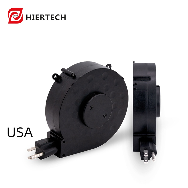 HIERTECH 1.9m Carretel Retrátil de Cabo de Extensão 6-9A Recolhedor de Cabo de Energia