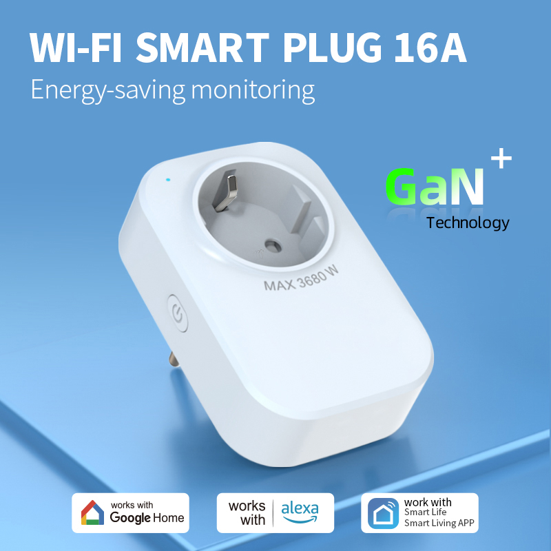 Novo Plugue Inteligente da UE Tuya com Tomada WiFi Tomada Inteligente de Parede