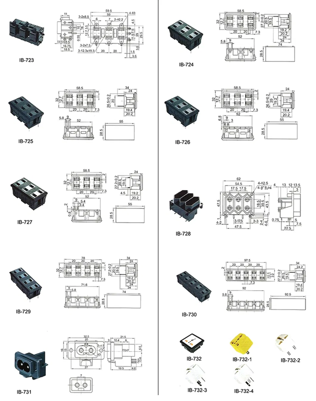 Conector AC Design Integrado C13+C14+10A 250V Fusível Tomada Macho+Fêmea Soquete