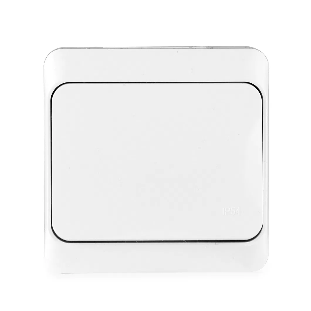 Padrão da UE IP54 À prova d'água para exteriores 1 Gang1 Interruptor de luz de parede elétrico de botão de pressão de 2 vias