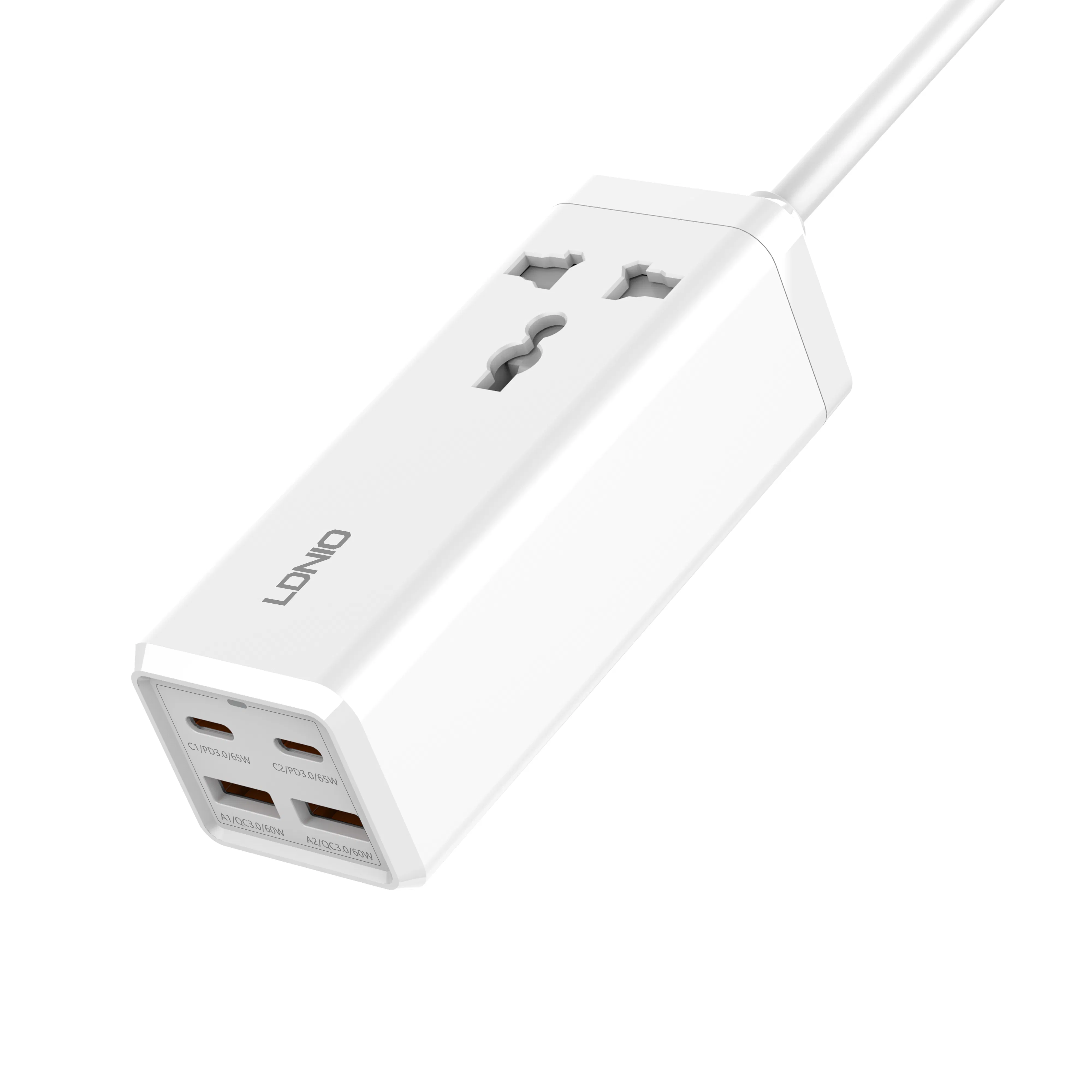 Ldnio Scw1418 2500W Régua de Energia para Desktop com 2 USB-C e 2 USB-a 65W Alta Potência - Tomada de Extensão Multi Port para Casa e Escritório