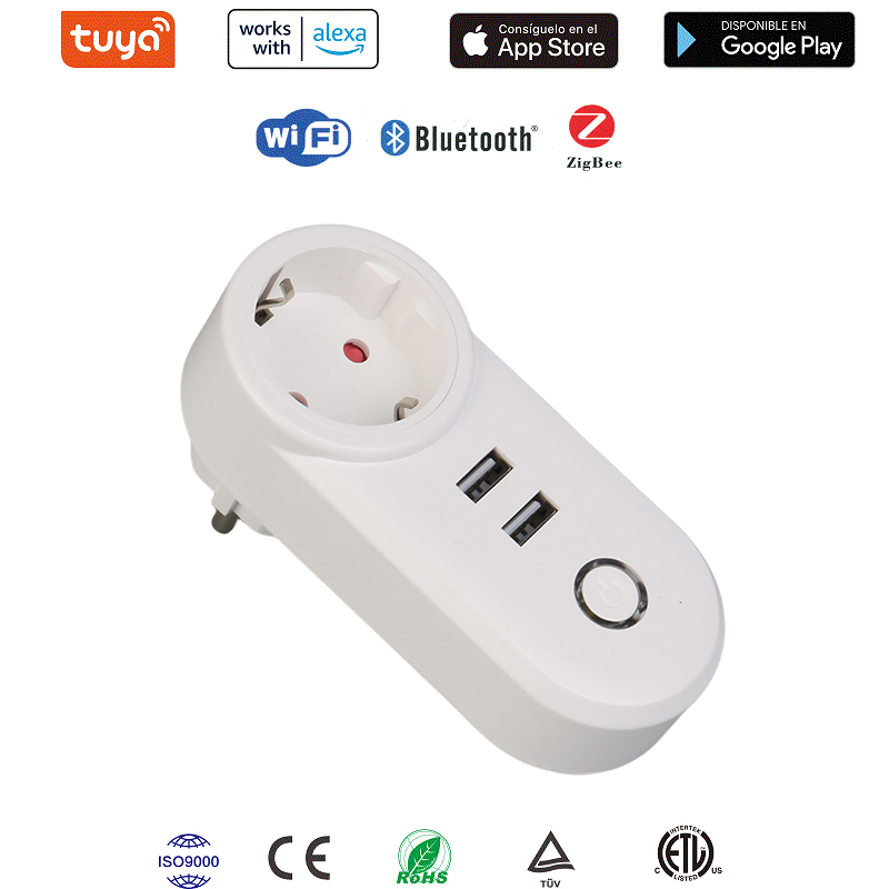 Tomada WiFi inteligente com portas USB e controle por voz