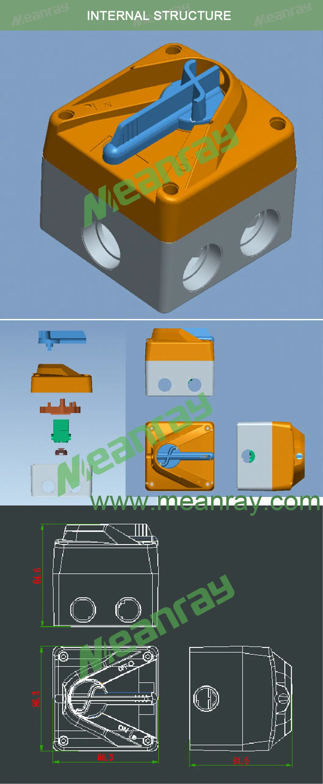 IP66 Impermeável 2 Caminho Ukf 2p 10A 16A 20A 440VAC Interruptor Isolador de Duplo Polo Protegido contra Intempéries com Ce