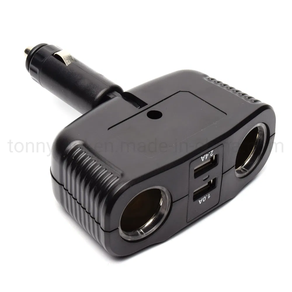 Carregador de Carro USB C, Adaptador Divisor de Isqueiro 2 Soquete Tipo C Multi Tomada de Energia 12V/24V com 3.4A Porta USB Dupla