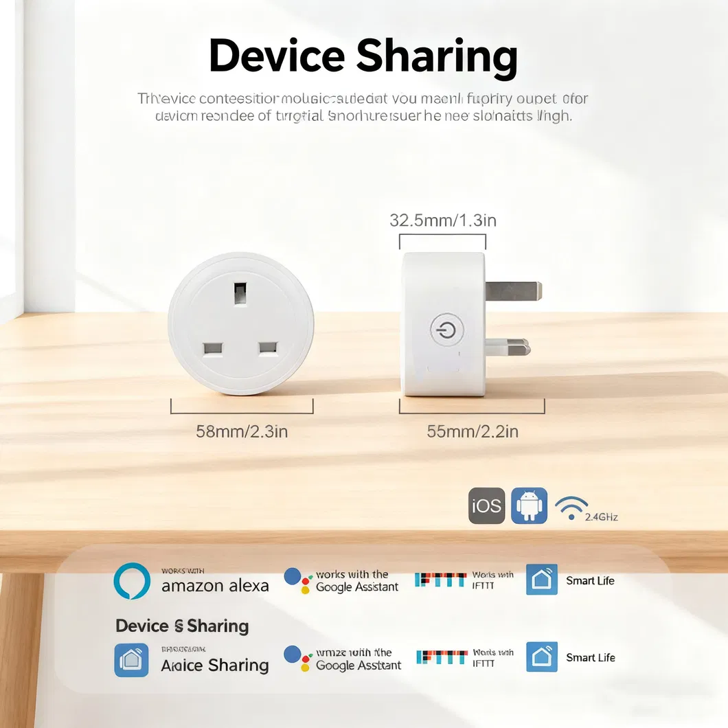 ODM 16A Tomada Inteligente WiFi do Reino Unido Flash Firmware Tasmota Esp8285/Esp32 Automação de Energia com Controle de Voz Alexa Google