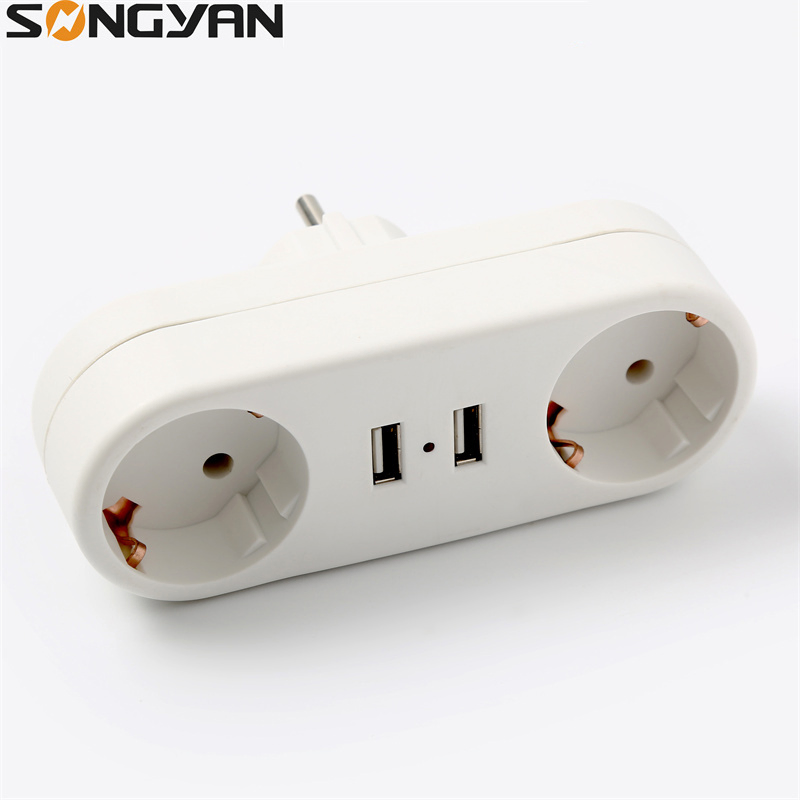 Adaptador de Viagem com USB 16A com Tomada de Multi Conversão Aterrada