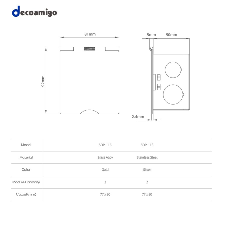 Caixa de Soquete de Chão Mini Flip-up Decoamigo Ouro Prata à Prova d'Água Tomada Elétrica