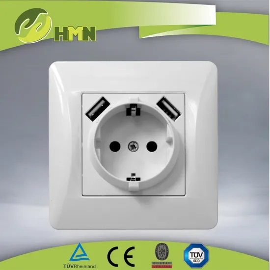 Tomada de parede com carregador USB com duas portas, tomada de carregamento tipo A, tomada de energia europeia