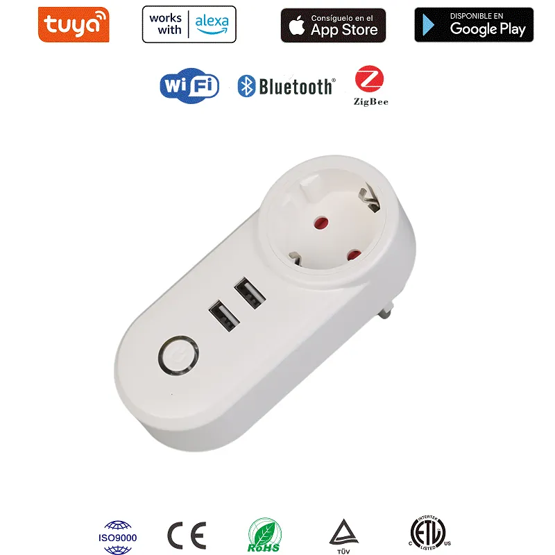 Tomada WiFi inteligente com portas USB e controle por voz