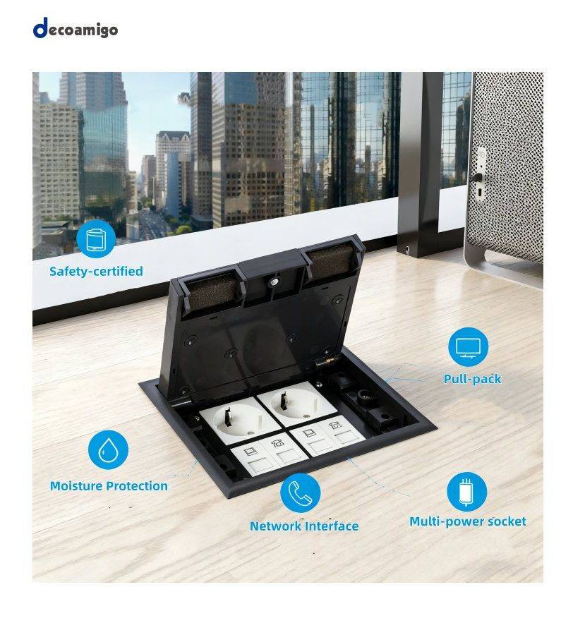 Kit de Soquete Recessado Decoamigo, Tomada de Piso, Caixa de Tomada de Piso