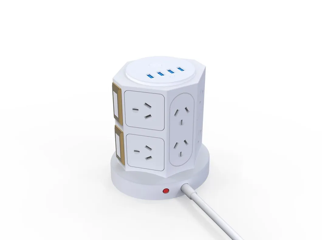 2025 O Mais Novo 24-Outlet Protetor de Surto Branco com Carregador USB Tipo C