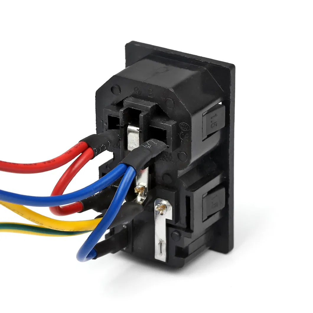 Conector AC Design Integrado C13+C14+10A 250V Fusível Tomada Macho+Fêmea Soquete