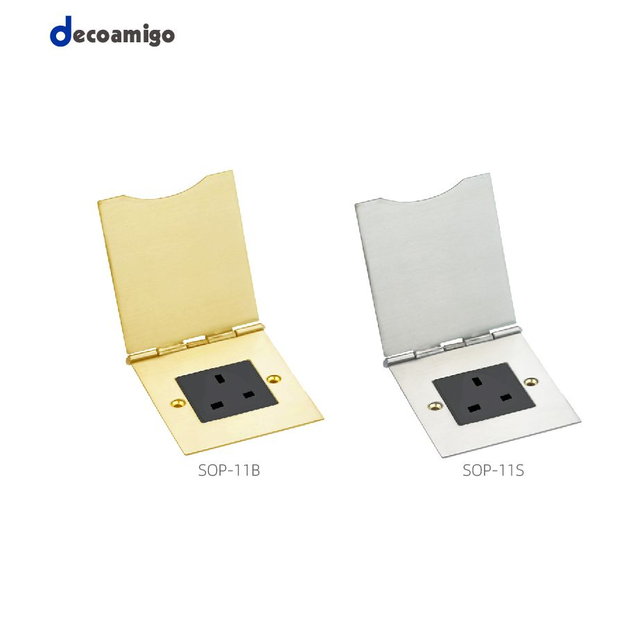 Caixa de Soquete de Chão Mini Flip-up Decoamigo Ouro Prata à Prova d'Água Tomada Elétrica