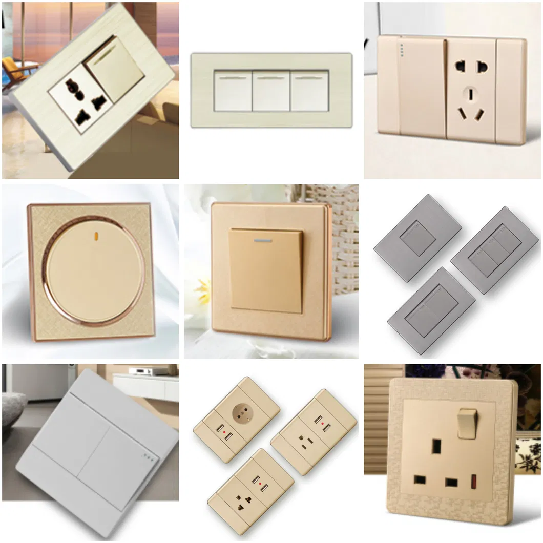 Tomada de parede USB com carregamento rápido, interruptor de luz, branca, PC retardante de chama