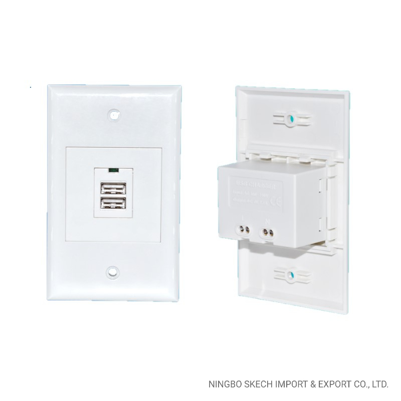 Módulo de Carregamento USB de Parede Tomada Dupla Porta Tipo-a DC5.0V /2.1A Soquete de Carregamento Rápido USB