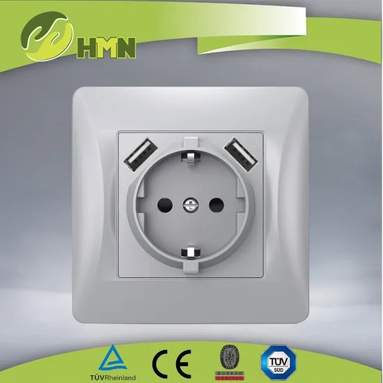 Tomada de parede com carregador USB com duas portas, tomada de carregamento tipo A, tomada de energia europeia