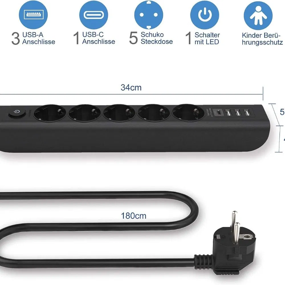Furadeira Redonda Preta com Extensão USB de Alta Potência