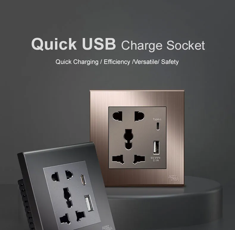 Tomadas Elétricas Inteligentes com Portas de Carregamento USB Duplas