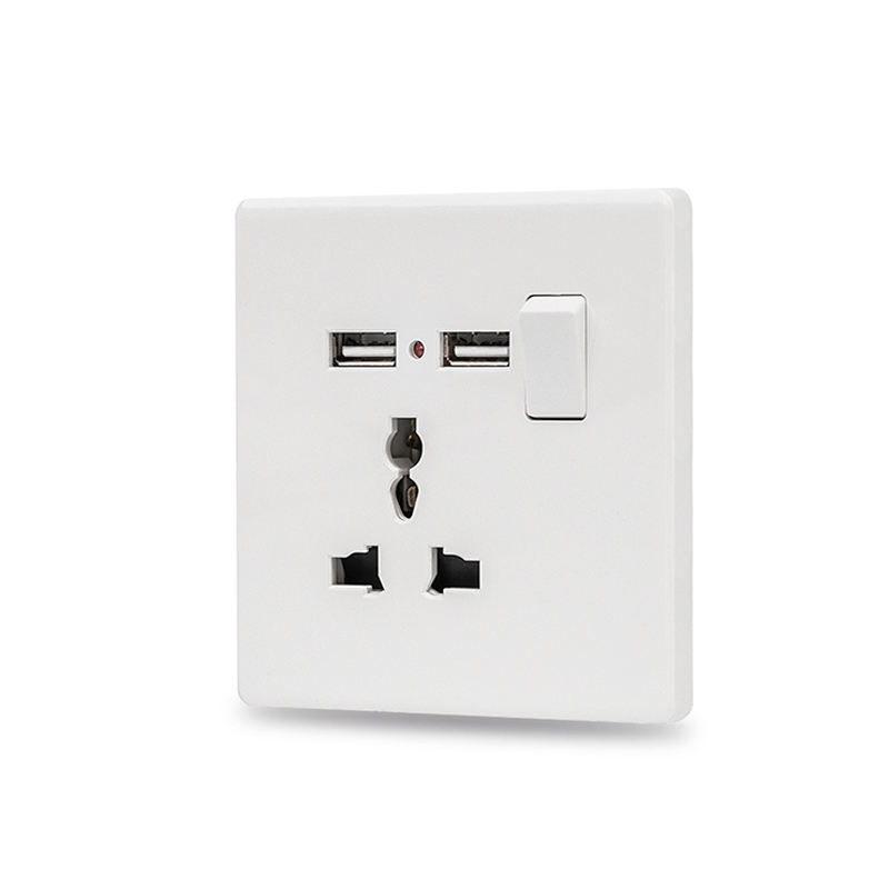 Abuk 1 Gang 1 Interruptor USB de Carregamento 4A 13A Tomada de Energia Universal 3 Soquete Elétrico de Pino na Parede com 2 Porta USB