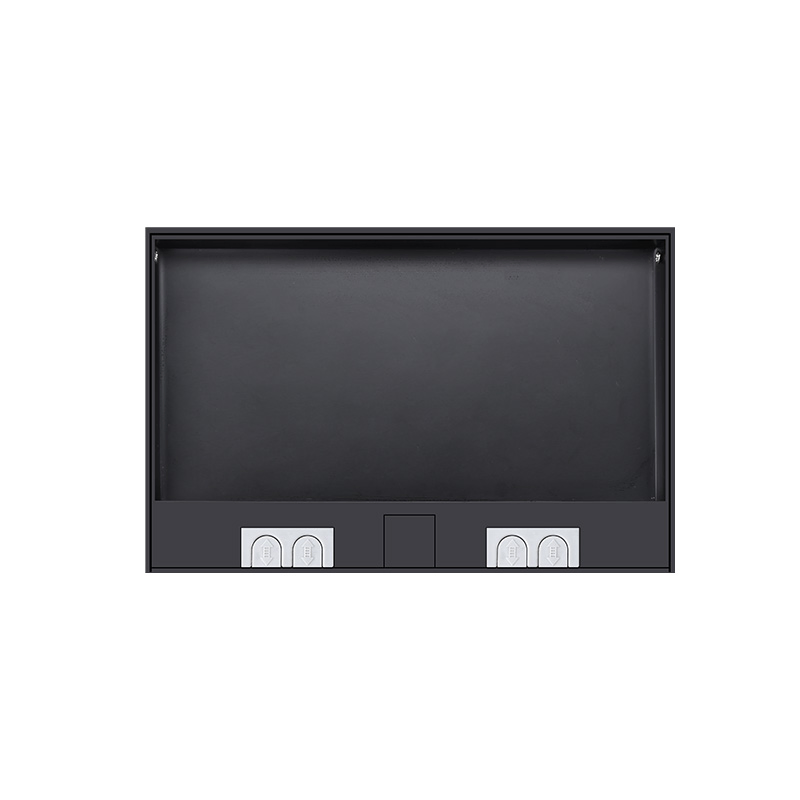 Caixa de Piso Oculta Recessada com Revestimento em Pó Preto Fosco e 4 Tomada Elétrica Universal EU UK CAT6 Módulo de Dados USB-C