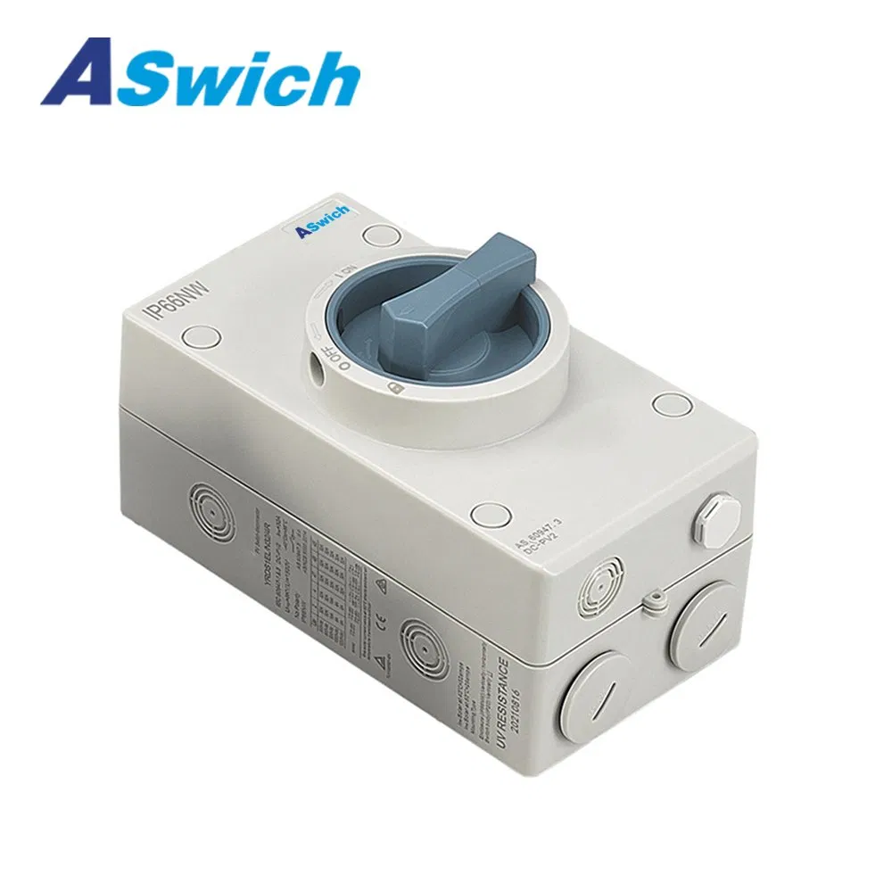 IP66 230V/440V AC 10A 16A 20A 25A 32A 40A 50A 63A 80A 100A Interruptor Isolador DC Solar à Prova d'Água e à Prova de Intempéries