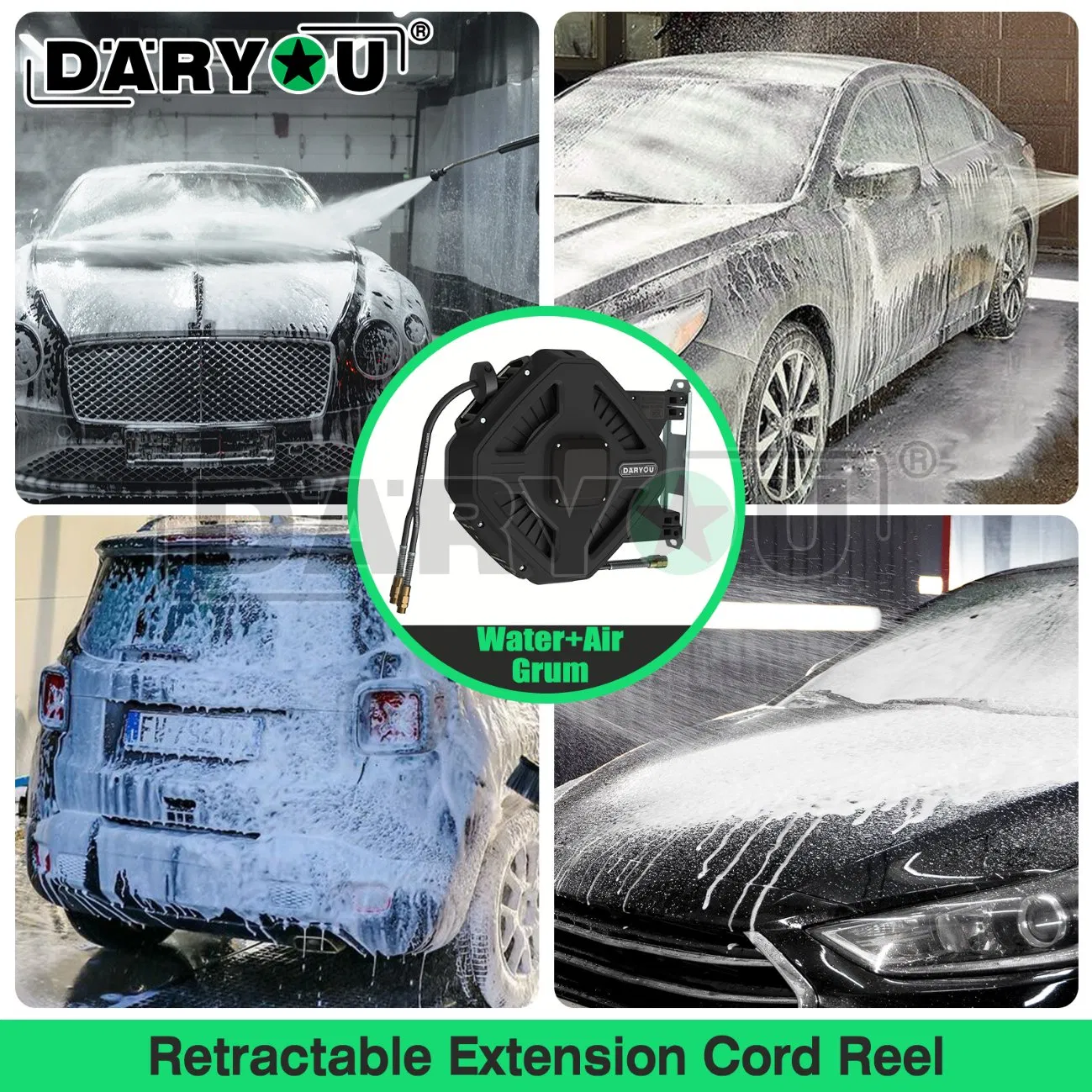 Reel de Cabo Extensível Retrátil para Água/Ar para Beleza de Carro