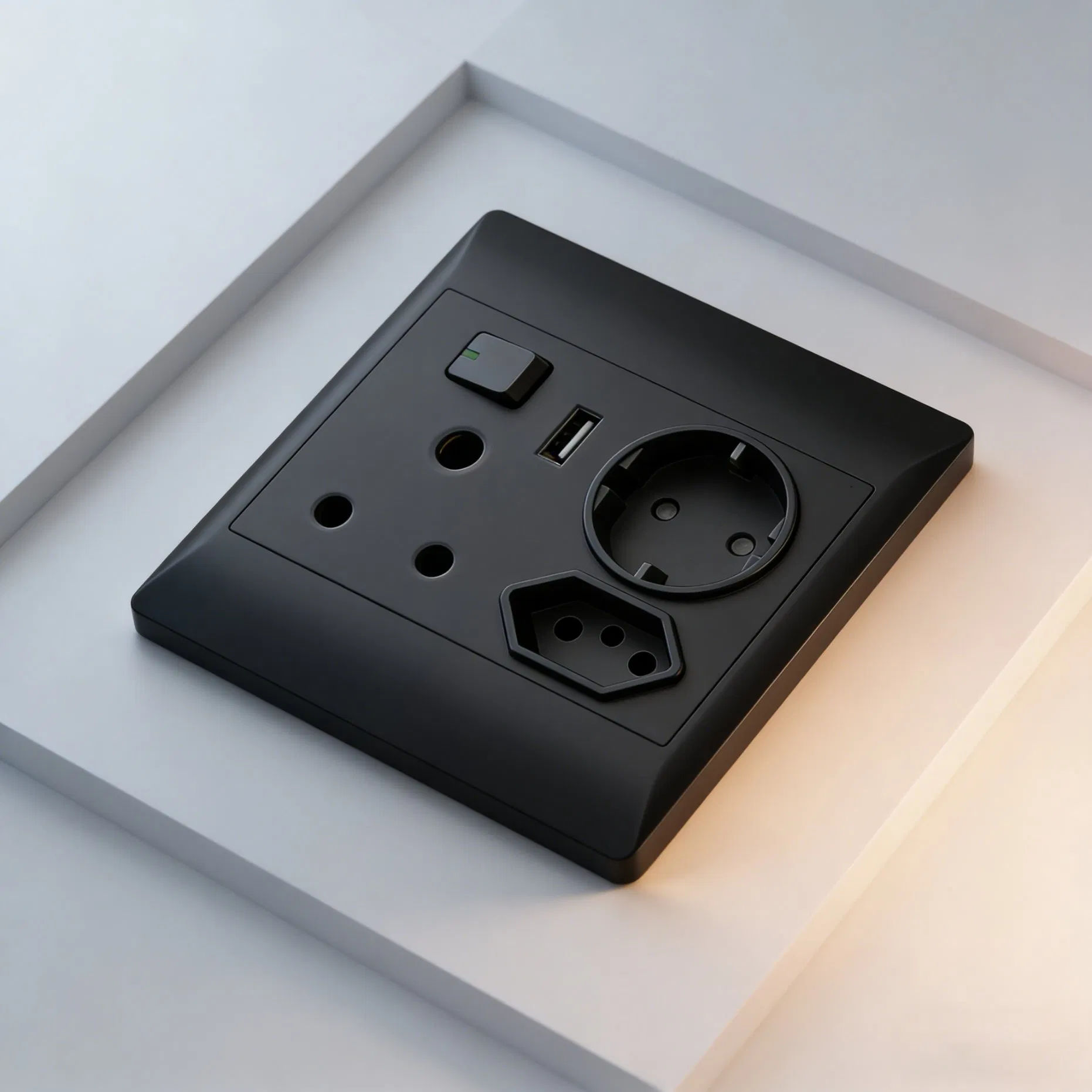Tomada da África do Sul com porta de carregamento USB padrão SABS