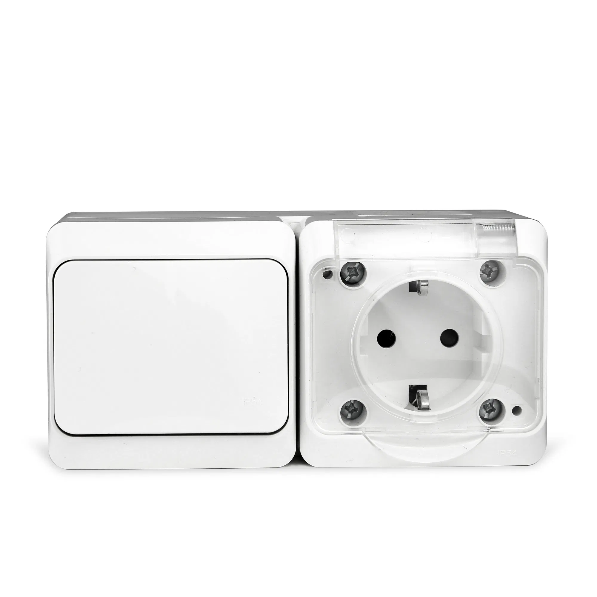 Padrão da UE IP54 À prova d'água para exteriores 1 Gang1 Interruptor de luz de parede elétrico de botão de pressão de 2 vias