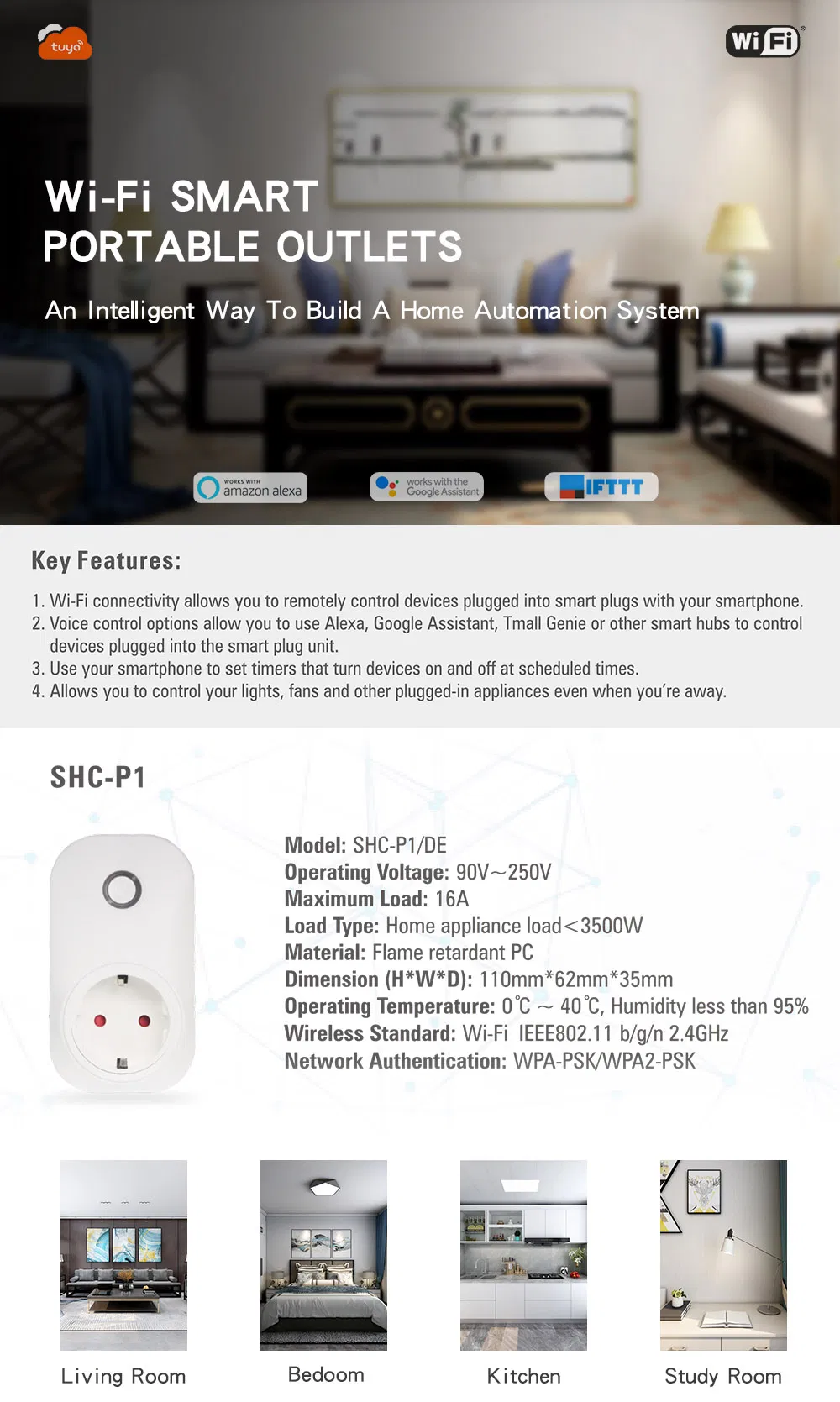 Controle Remoto Inteligente WiFi Plugue Inteligente - Vista Geral
