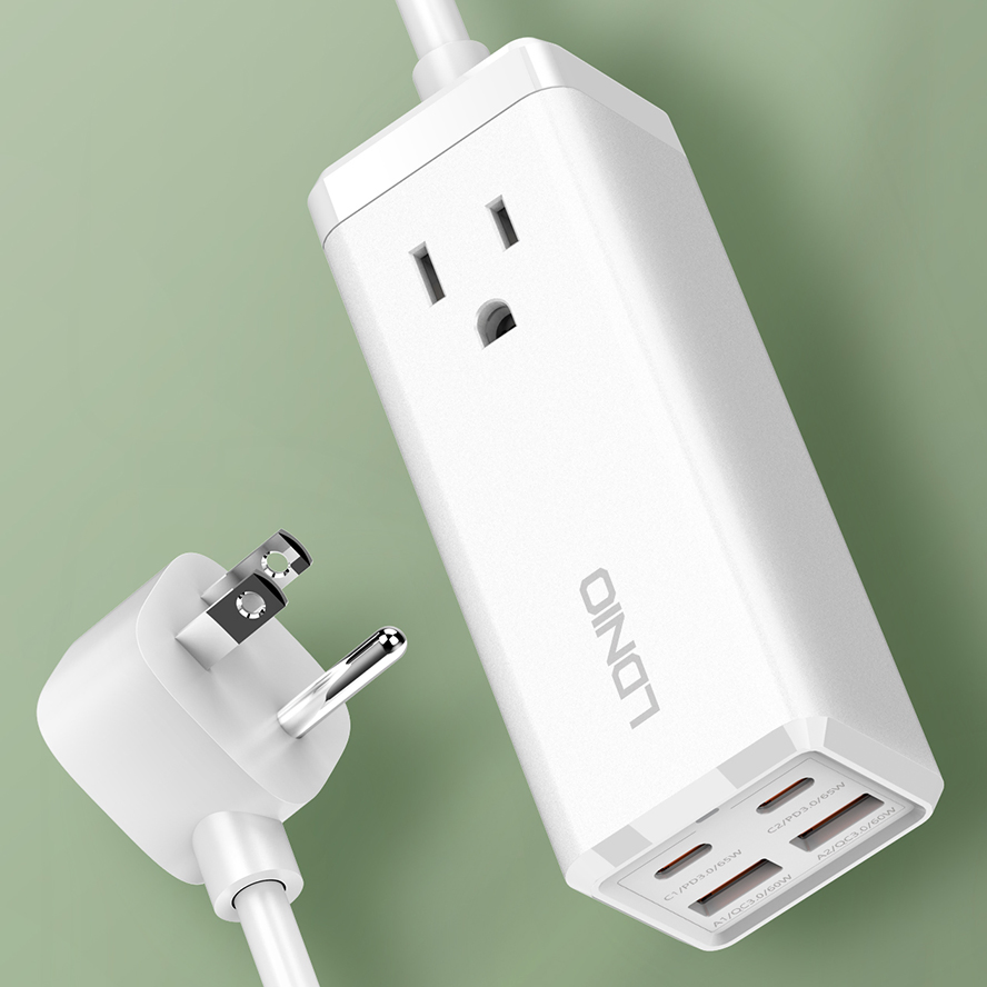 Ldnio Su1441 2500W Fita de Energia Padrão dos EUA com 2 USB-C &amp; 2 USB-a 65W Alta Potência - Fita de Extensão Multi Tomada