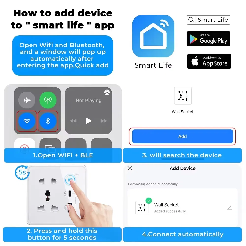 Tomada Universal Inteligente 10A Zigbee Tuya WiFi Sem Fio USB Tipo C com Alexa e Google Home Casa Inteligente