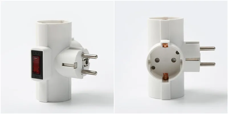 Adaptadores de tomada de potência em forma de T padrão europeu de múltipla conversão