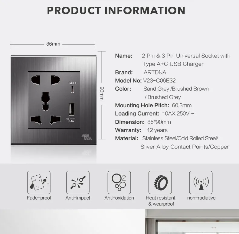 Tomadas Elétricas Inteligentes com Portas de Carregamento USB Duplas