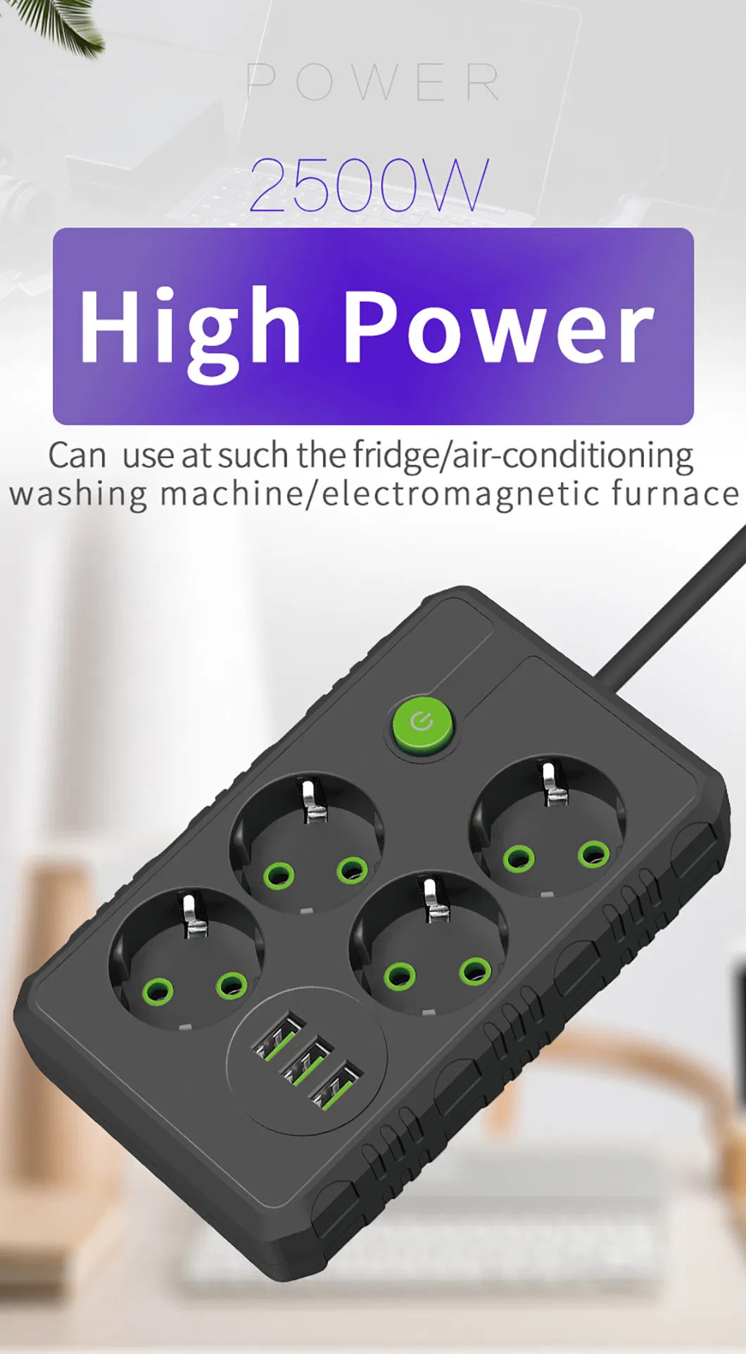 230V 2m Protetor de Fio Filtro de Linha de Alta Potência