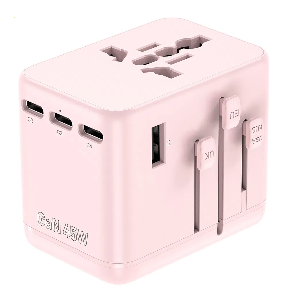 Adaptador de Viagem Multi Portas Tudo-em-Um 45W Carregamento Rápido GaN Soquete Universal Global