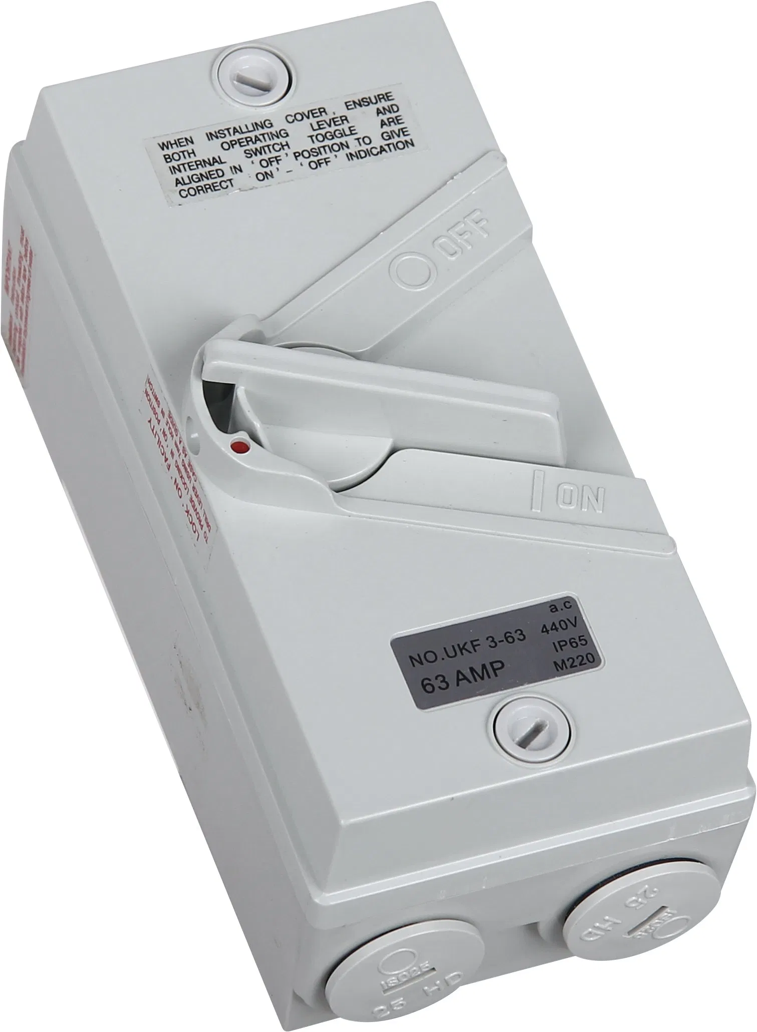 Interruptor Isolador à Prova de Tempo Aprovado pela SAA 3 Interruptor Protegido contra o Tempo de Fase IP65 À Prova d'Água 3 Polos Ukf 440VAC 63A