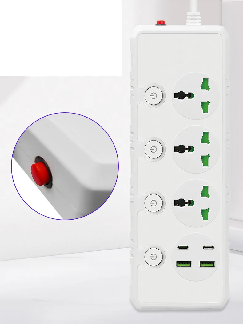 3000W Alta Potência 2m Protetor de Sobrecarga de Fios para Filtro de Energia Elétrica