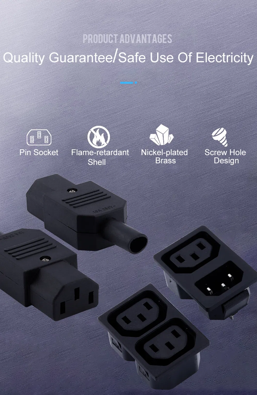 10A 250V Conector de Energia Fêmea Macho Preto IEC C13 C14 Plugue 3 Soquete AC C13 Conector Macho