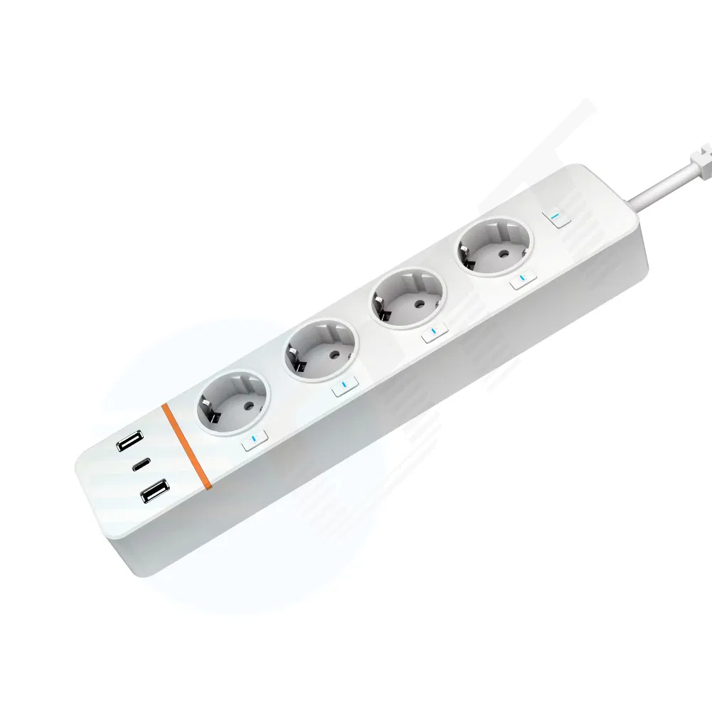 Protetor de Surto com Controle Remoto, USB, Tomada Inteligente com Plugue EU
