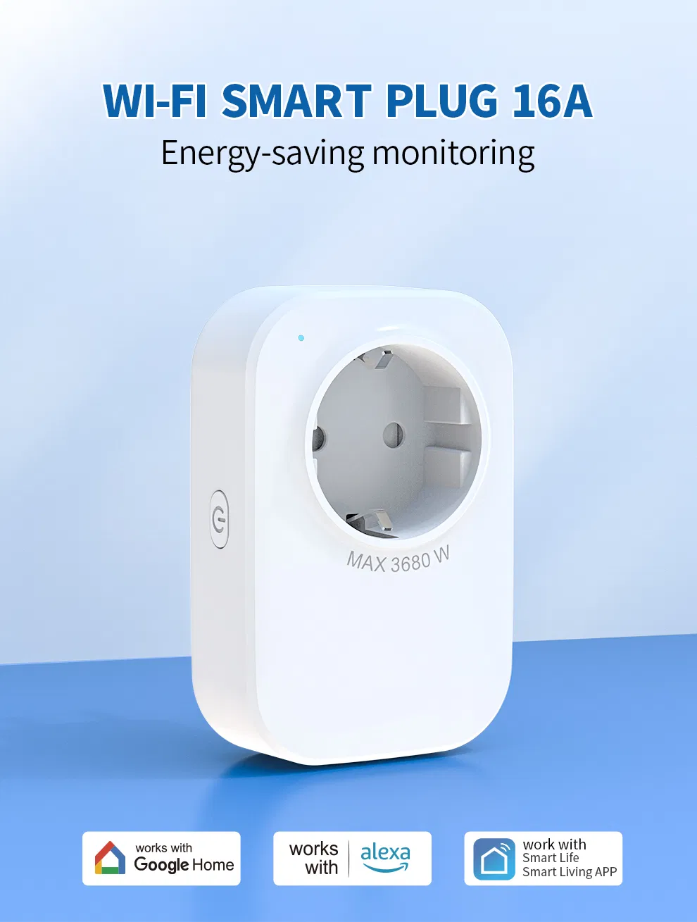 Novo Plugue Inteligente da UE Tuya com Tomada WiFi Tomada Inteligente de Parede