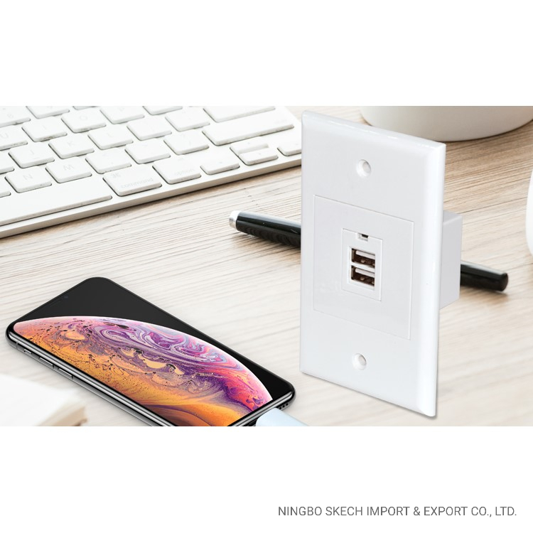 Módulo de Carregamento USB de Parede Tomada Dupla Porta Tipo-a DC5.0V /2.1A Soquete de Carregamento Rápido USB