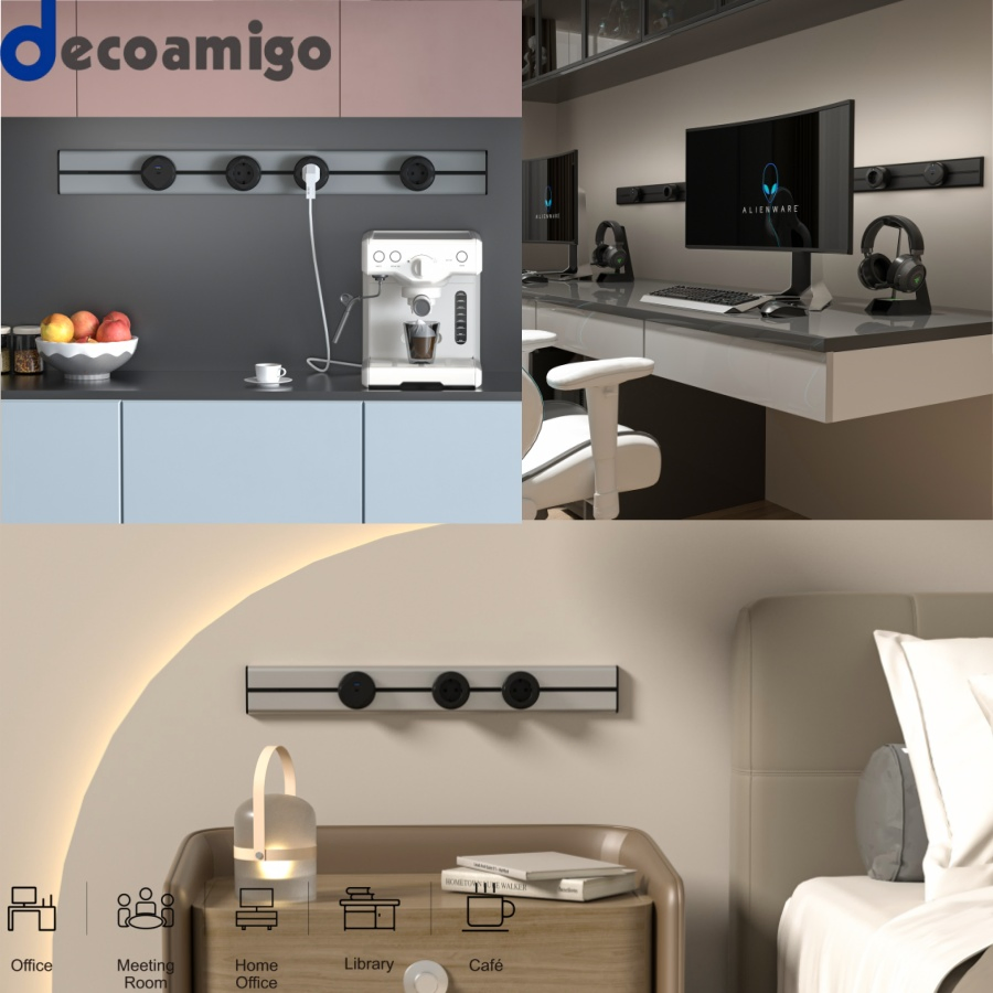 Decoamigo EUA Suporte de Parede Elétrico com Tomadas AC 3 e Portas USB Protetor contra Surto