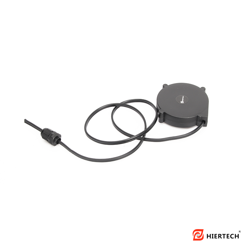 HIERTECH Mini Bobina de Cabo Preta Pequena Extensão Elétrica Retrátil
