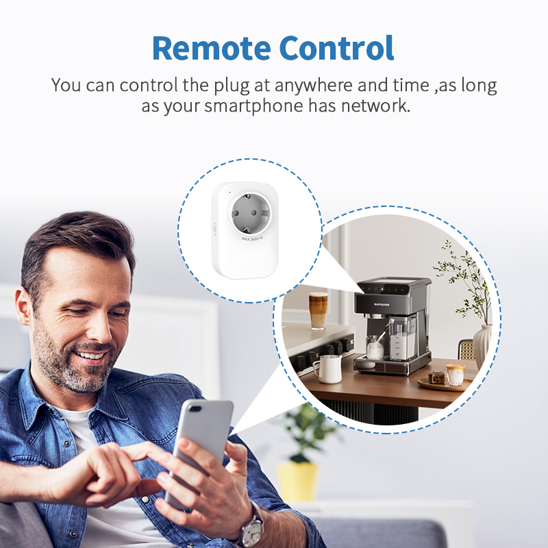 Novo Plugue Inteligente da UE Tuya com Tomada WiFi Tomada Inteligente de Parede